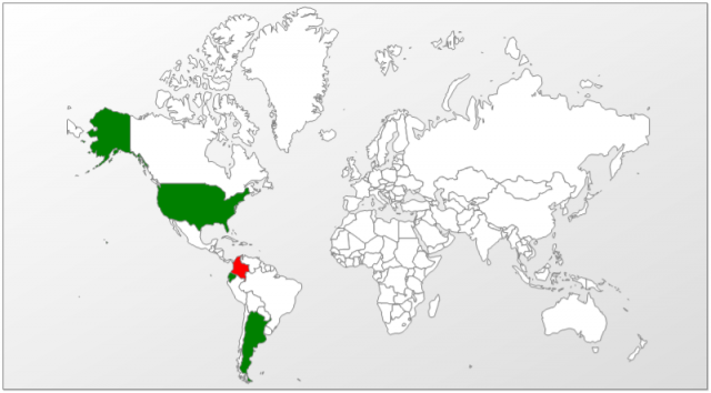 El mapa de infecciones confirma que la mayoría de las víctimas reside en Colombia: