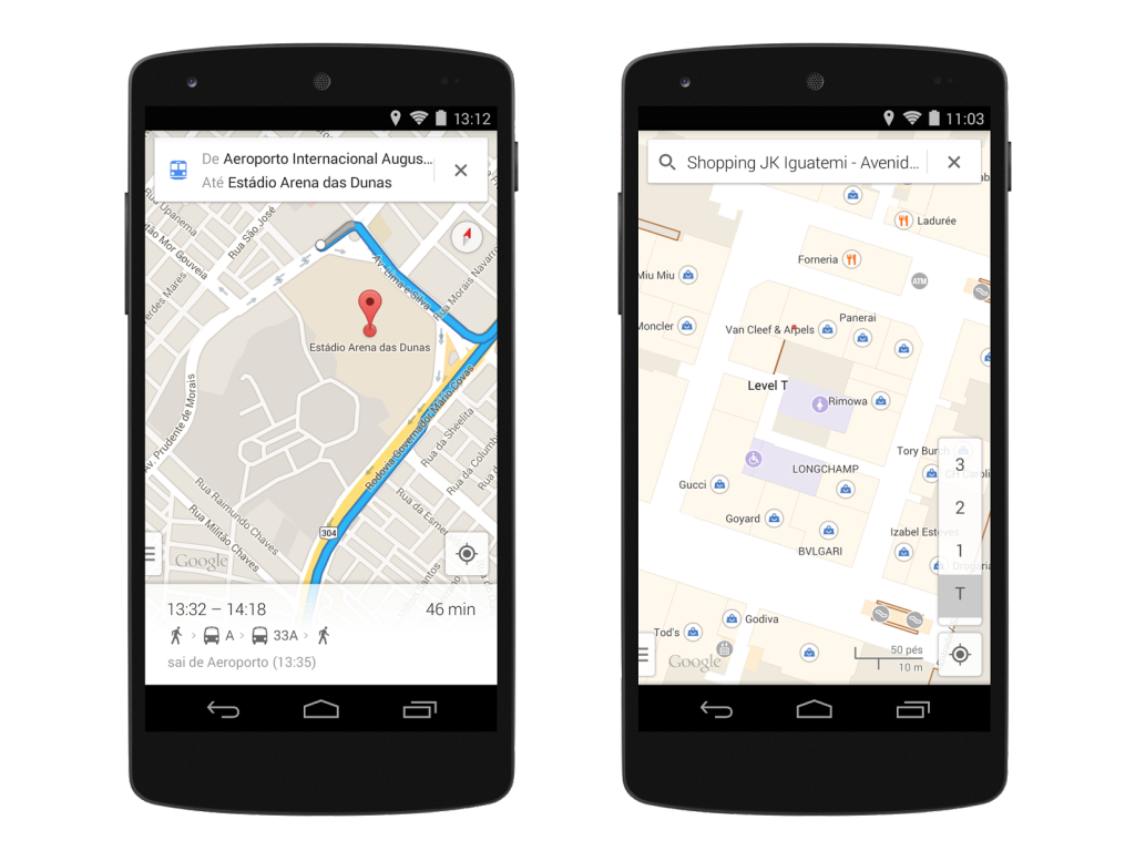 Ejemplo de los nuevos mapas de Google Street View para que los usuarios puedan moverse mejor en Brasil durante el Mundial 