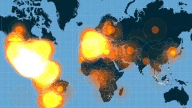Mapa mostrado por Twitter sobre la onda expansiva del hashtag "Yamecansé"